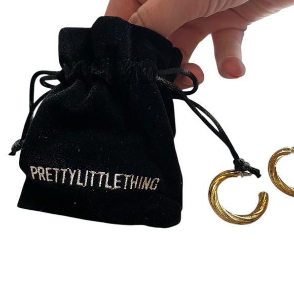 PrettyLittleThing Real Gold Plated Twist Hoop Earrings One Size NWT - Picture 4 of 4